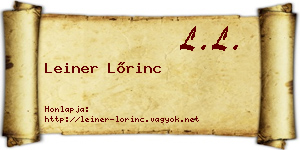 Leiner Lőrinc névjegykártya